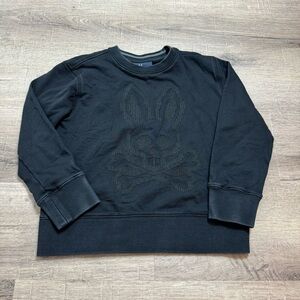 Psycho Bunny Black Sweatshirt Crewneck Patch Logo Kids Size 7/8